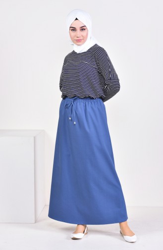 Plated Waist Skirt 1001D-04 Petrol Blue 1001D-04