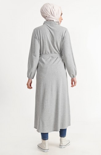 Belted Long Tunic 1221-01 Gray 1221-01