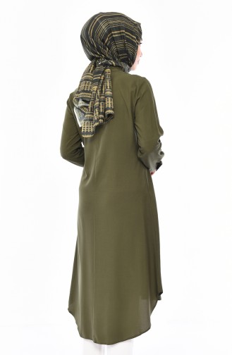 Hidden Button Asymmetric Tunic  3045-04 Green 3045-04