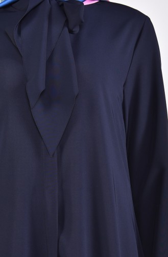 Tie Collar Asymmetric Tunic 2017-01 Navy Blue 2017-01