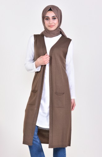 Slim Fit Knitwear Pocket Vest 4128-21 Brown 4128-21