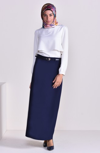 Belt Skirt 2204-01 Navy Blue 2204-01