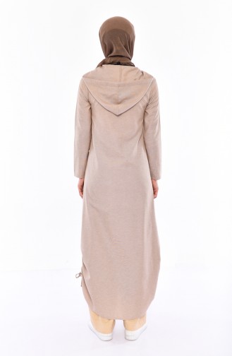 Abaya mit Kapuze 1291-05 Grau Weiss 1291-05