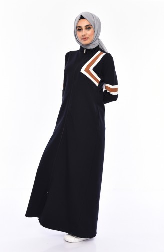 Sport Abaya mit Tasche 8336-02 Dunkelblau 8336-02