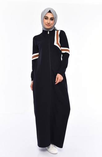 Sport Abaya mit Tasche 8336-02 Dunkelblau 8336-02