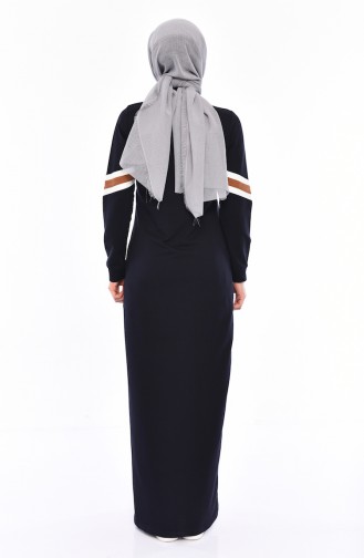 Abaya Sport avec Poches 8336-02 Bleu Marine 8336-02