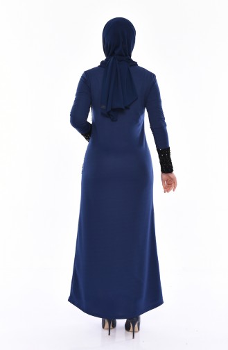 Dunkelblau Hijab Kleider 4002-01