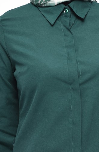 Hidden Buttoned Pleated Tunic 2483-10 Emerald Green 2483-10