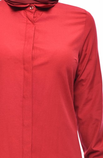Hidden Buttoned Pleated Tunic 2483-11 Claret Red 2483-11