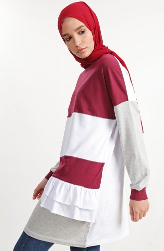 Ruffle Detailed Tunic 1226-01 Plum 1226-01