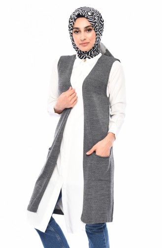 Gilet Tricot avec Poches 4121-15 Fumé 4121-15