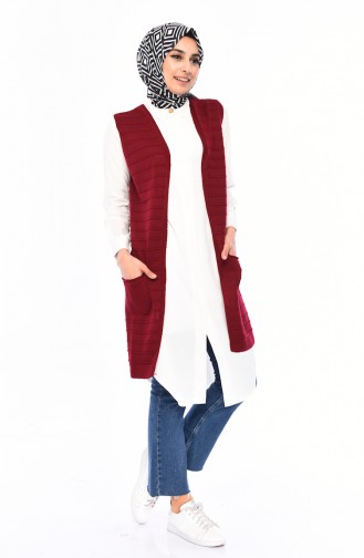 Slim Fit Knitwear Pocket Vest 4125-07 Bordeaux 4125-07
