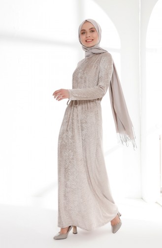 Beige Hijab Kleider 5001-03