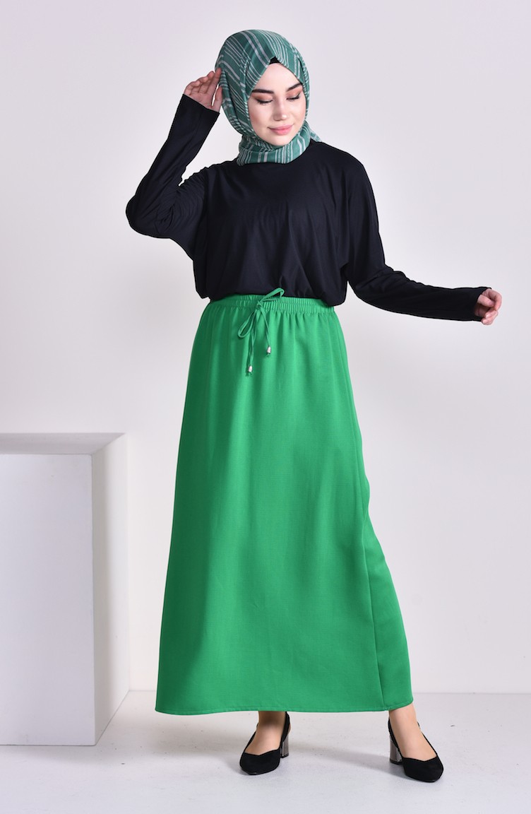 Jupe Taille élastique 1001C-01 Vert emeraude 1001C-01