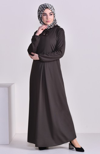 Kolu Lastikli Elbise 7858-01 Haki