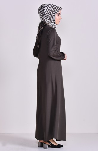 Kolu Lastikli Elbise 7858-01 Haki