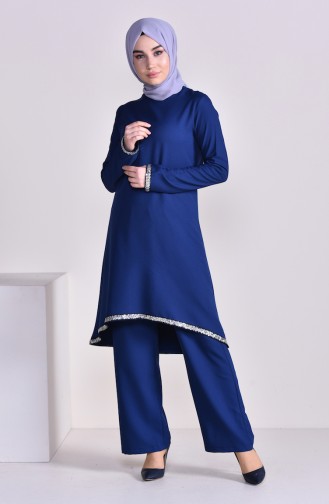 Tunika-Hose 2er Sets mit Pailletten Detail 11174-07 Indigo 11174-07