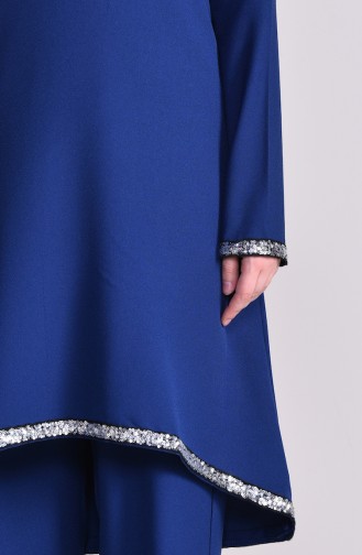 BURUN Sequin Detail Tunic Trousers Double Suit 11174-07 Indigo 11174-07