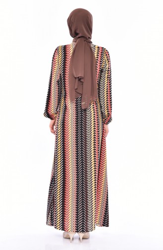 A Pile Patterned Dress 0503-01 Mustard Brown 0503-01