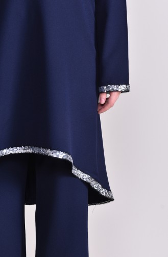 BURUN Sequin Detail Tunic Trousers Double Suit 11174-05 Navy Blue 11174-05