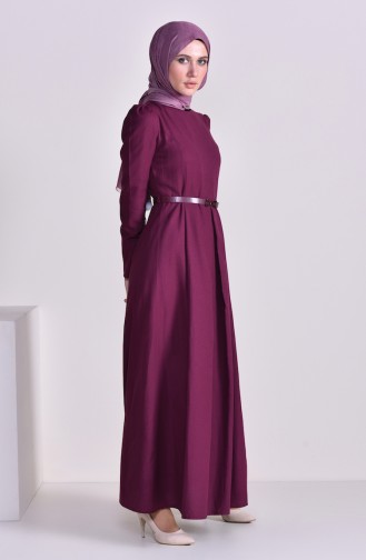 Kleid mit Gürtel 2781-01 Zwetschge 2781-01