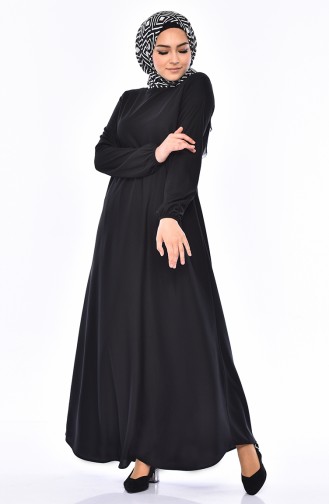 Kleid mit Gummi 4141-02 Schwarz 4141-02