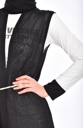 Printed Blouse Vest Binary Suit  9050-02 Black 9050-02