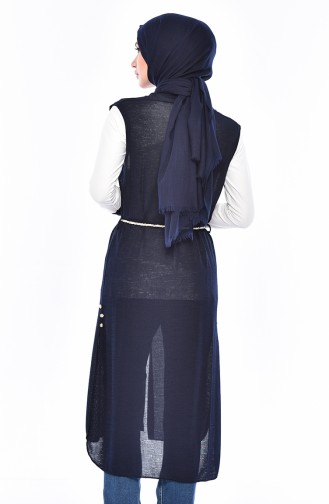 Printed Blouse Vest Binary Suit 9050-04 Navy Blue 9050-04