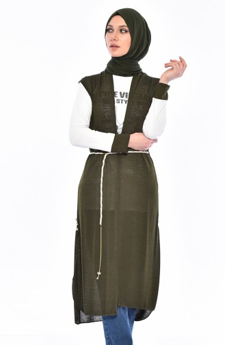 Printed Blouse Vest Binary Suit 9050-05 Khaki 9050-05
