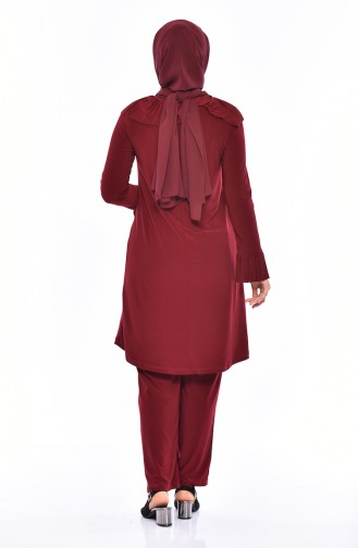 Pearls Sandy  Tunic Pants Binary Suit 4121-06 Claret Red 4121-06