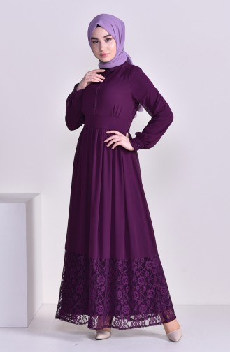 Dark Plum Hijab Dress 81694-04