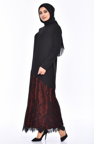 Lace Detail Dress 0132-04 Black Tile 0132-04