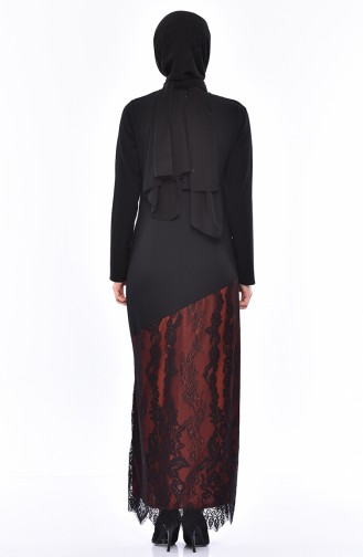 Lace Detail Dress 0132-04 Black Tile 0132-04