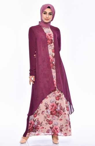 فستان شيفون بتصميم مورّد5414-01 لون ارجواني 5414-01