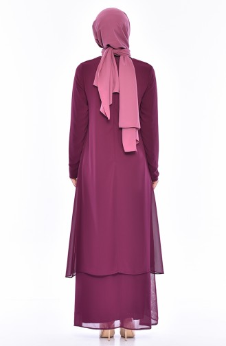 فستان شيفون بتصميم مورّد5414-01 لون ارجواني 5414-01