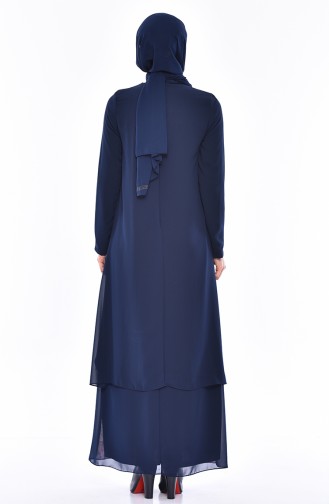 فستان شيفون بتصميم مورّد5414-02 لون كحلي 5414-02