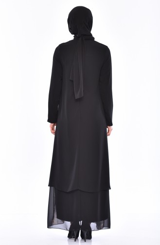 فستان شيفون بتصميم مورّد 5414-03 لون اسود 5414-03