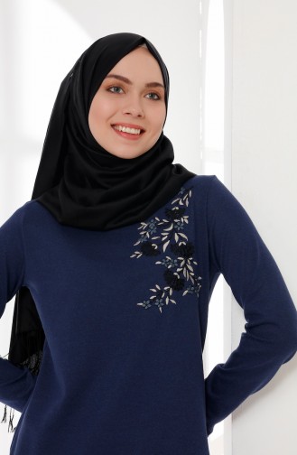 Robe Hijab Bleu marine clair 5013-07