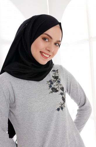 Grau Hijab Kleider 5013-09