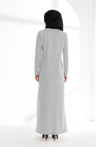Grau Hijab Kleider 5013-09