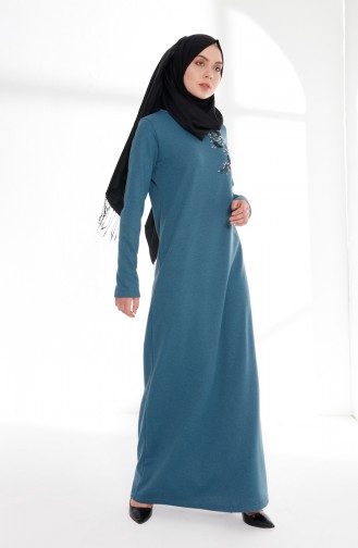 Robe Hijab Pétrole 5013-10
