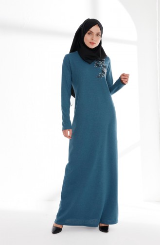 Robe Hijab Pétrole 5013-10