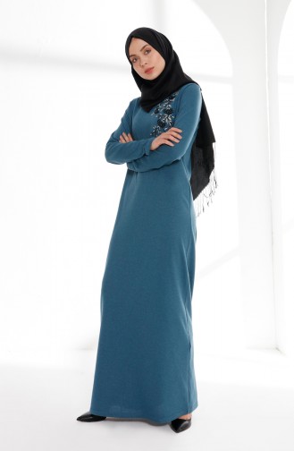 Robe Hijab Pétrole 5013-10