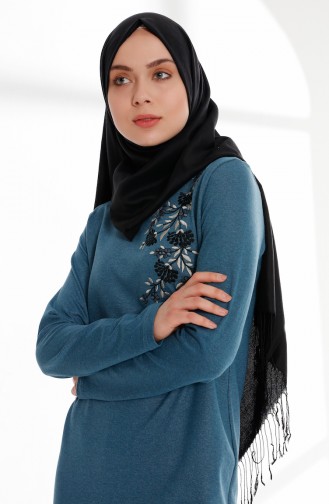 Robe Hijab Pétrole 5013-10