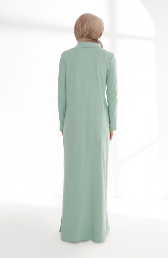 Polo Yaka Pike Örme Elbise 5015-02 Nefti Yeşil 5015-02