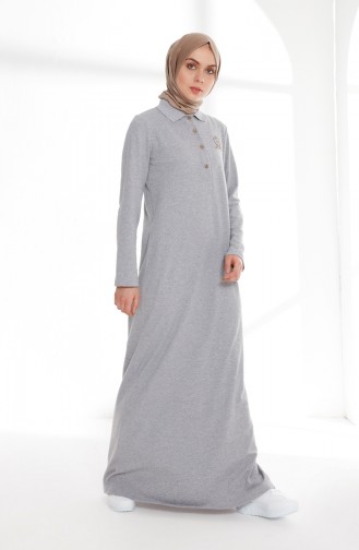 Polo Collar Pique Knitted Dress 5043-08 Gray 5043-08