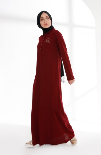 Claret Red Hijab Dress 5015-04