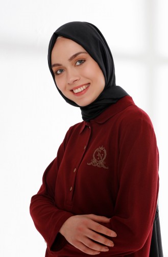 Claret Red Hijab Dress 5015-04