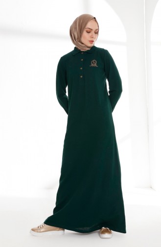 Polo Neck Pique Knitting Dress 5015-05 Emerald Green 5015-05