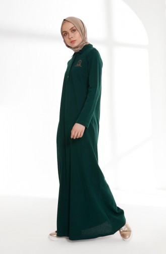 Polo Neck Pique Knitting Dress 5015-05 Emerald Green 5015-05